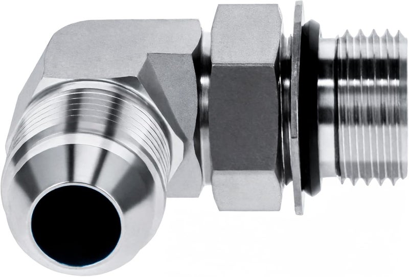 AKM 90 Degree Elbow Straight Hydraulic Hose Adapter Fittings, 6801-06-06 3/8" Male JIC (9/16"-18 thread) x 3/8" Male ORB (9/16"-18 thread) Connectors x 10 pack - Image 4